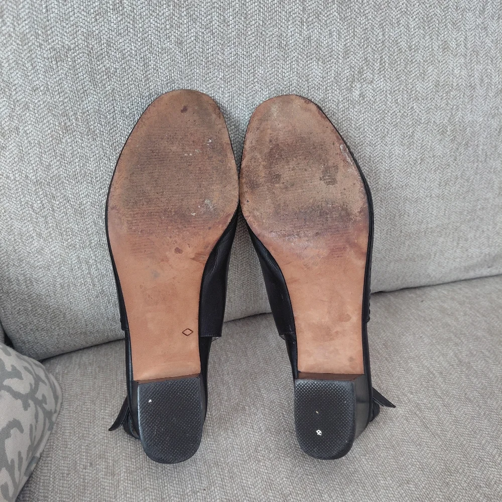Bally Black and Gold Flats with Slingback Design